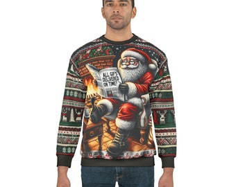 Santa's Victory Lap: The 'All Gifts Delivered on Time' Ugly Christmas Sweater Extravaganza!