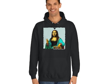 Mona Lisa neu interpretiert: Ein Meisterwerk in digitaler Kunst auf einem Hoodie!