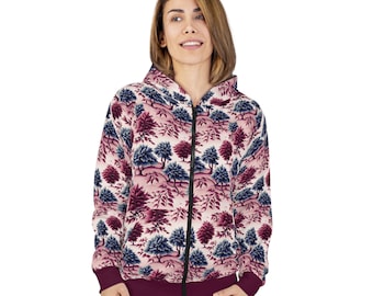 Toile de Jouy Unisex Zip Hoodie. Your style statement for the winter!