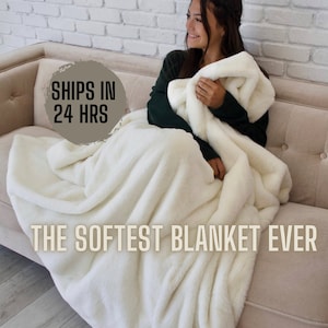 Plush white blanket, soft white throw blanket, white mink blanket, minky blankets for adults, fake fur blanket, fluffy white blanket