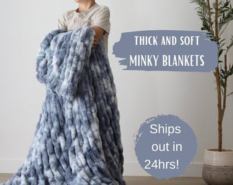 Coperta Riptide Blue Minky, morbida coperta in pelliccia sintetica (60x72)