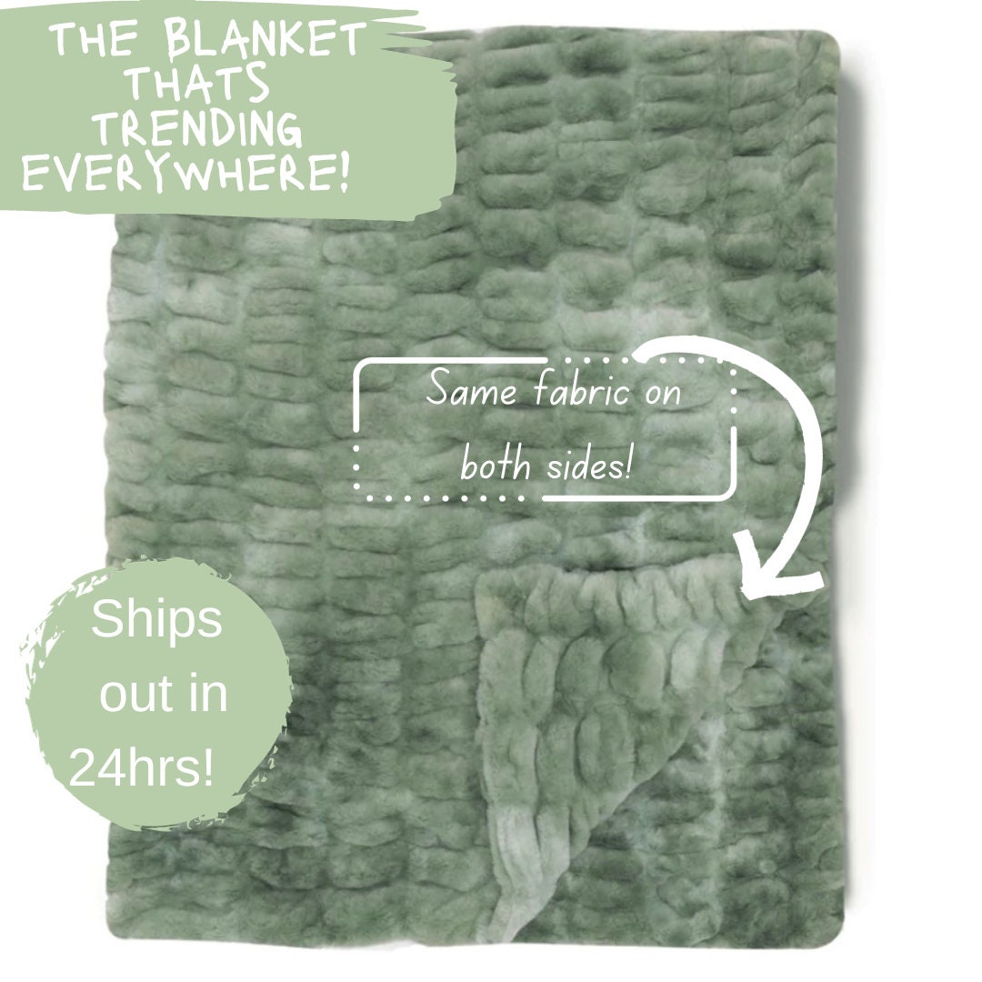 Plush Green Minky Blanket Thick Soft Green Minky Blanket Etsy