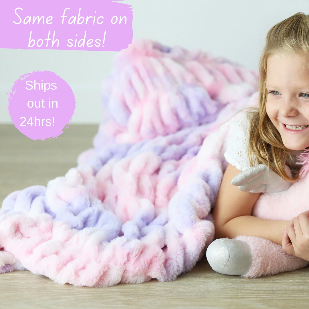Plush Blanket, Pink Minky Blanket, Faux Fur Blanket, Purple Soft
