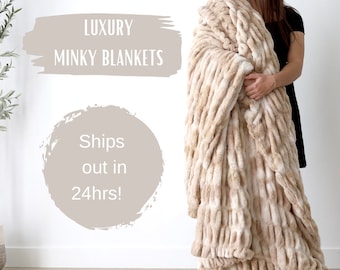 Coperta minky per adulti, coperta minky color crema, peluche confortevole, coperta soffice, regali di Natale, morbida coperta minky matrimoniale, coperta da divano minky