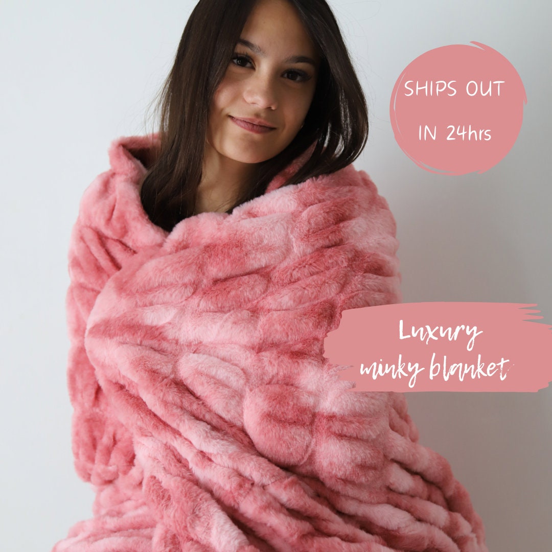 Plush Minky Blanket Thick Pink Minky Blanket Gifts for Mom Etsy