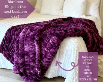 Minky blanket, purple minky blanket, plush blanket, soft blanket, cozy blanket, thick blanket, perfect gift