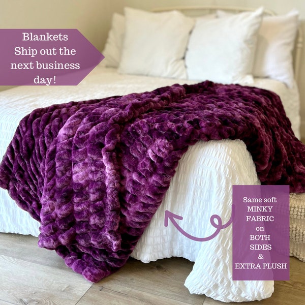 Minky blanket, purple minky blanket, plush blanket, soft blanket, cozy blanket, thick blanket, perfect gift