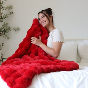 SOFT Red Throw Blanket Embossed Roses Red Faux Fur Throw Adult Minky Blanket Red Couch Blanket Luxury Gift Handmade Throw Blanket Etsy