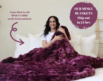 Purple Minky Blanket: Soft, Thick, Cozy Faux Fur Blanket (60x72