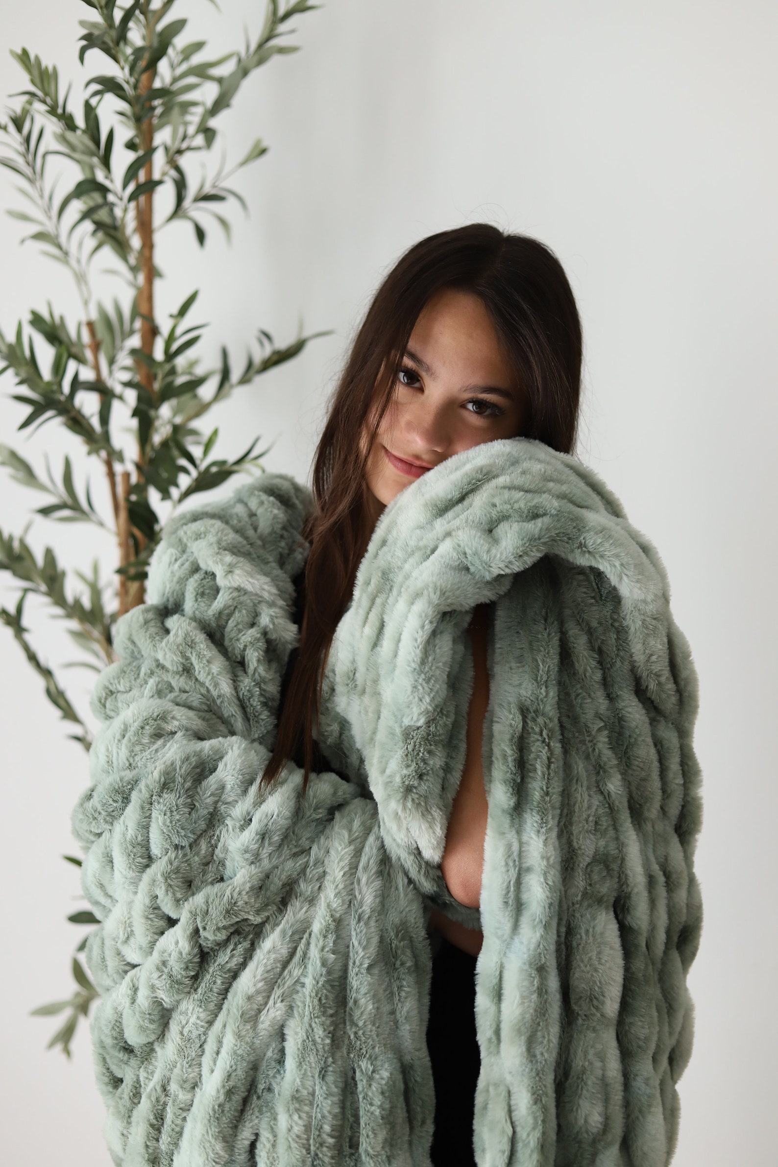 Plush Green Minky Blanket, Thick Soft Green Minky Blanket, Christmas