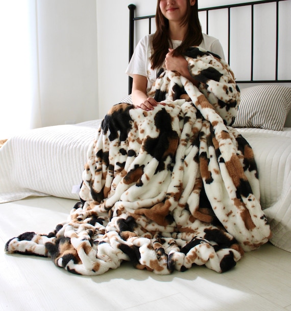 Cow Print Blanket Minky Blanket Plush Cow Print Blanket Minky Throw Blanket Luxury Blanket Cow Print Blanket Etsy