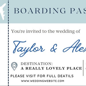Invitation de mariage de carte d'embarquement personnalisable