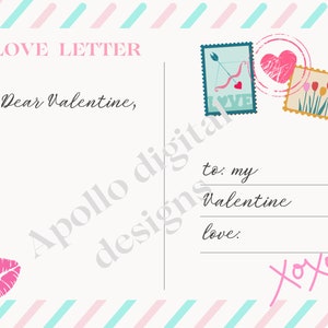 Valentinstag Liebesbrief Postkarte zum Ausdrucken