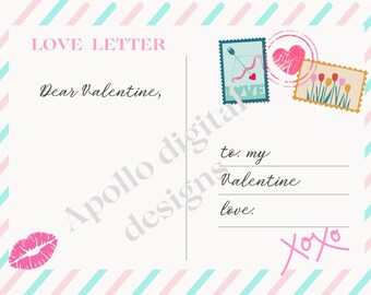 Valentine’s Day Love Letter Postcard Printable