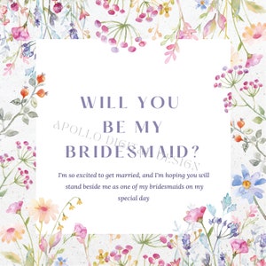 Garden Wedding Bridesmaid Proposal Printable Card