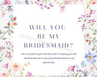 Garden Wedding Bridesmaid Proposal Printable Card