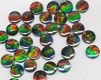 AAA Canadian Ammolite Gemstone: 8mm Round for Jewelry