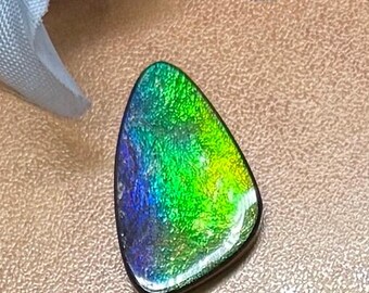 Ammolite Gemstone for Pendant: Iridescent Green Blue Jewelry Stone