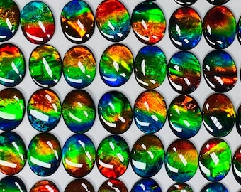 AAA Ammolite Triplet Gemstone: 16x12mm Oval Canadian Fossil