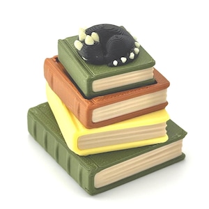Book Stack Fidget Clicker 3D Printed, Fantasy Dragon Stress Relief Fidget Toy, Bookish Gift for Readers and Teachers