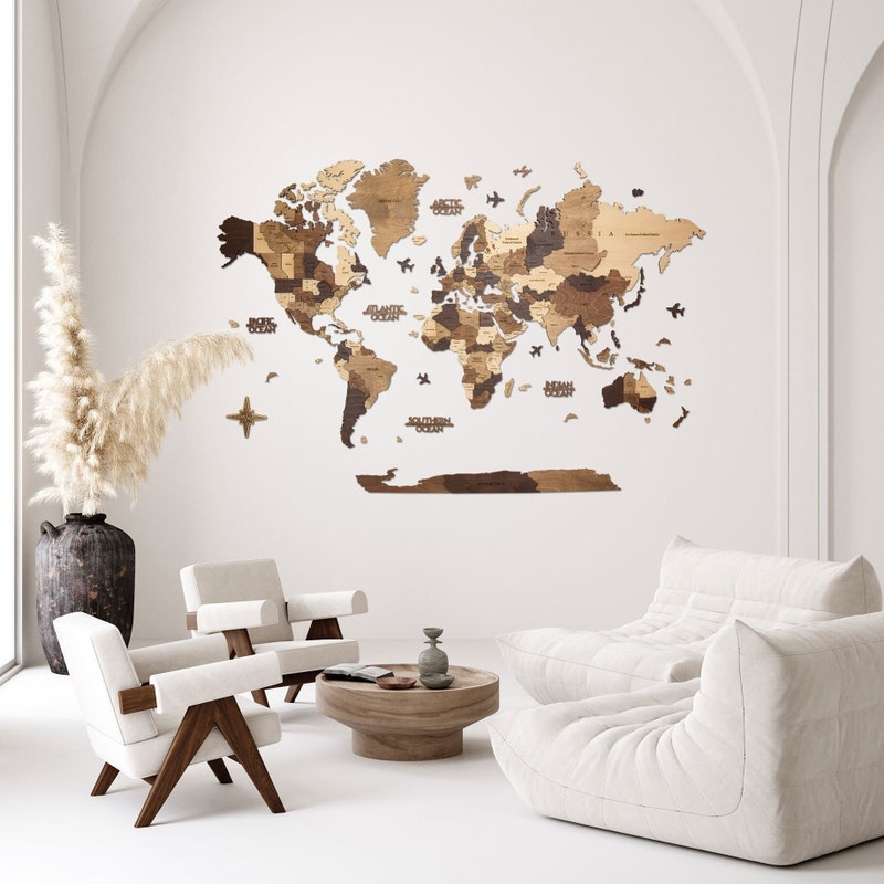 Wooden World Map - Etsy