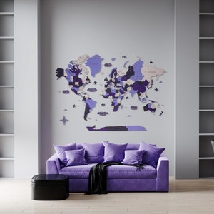 Carte du monde en bois 3D, art mural carte en bois, carte de voyage, cadeaux de pendaison de crémaillère, Weltkarte Holz, décoration d'intérieur, cadeau de 5e anniversaire pour couple