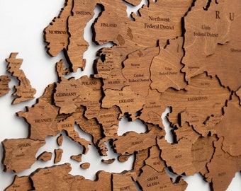 3D Wooden World Map for Wall, Brown Wall Decor, Housewarming Gift, Birthday Gift for Friend, Weltkarte Holz, Home Decor, Travel Map