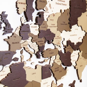 3D Wooden World Map, Housewarming Gift, Wall Art Travel Map, Home Wall Decor, Travel Map, Gift For Husband, Weltkarte Holz, Office Decor,