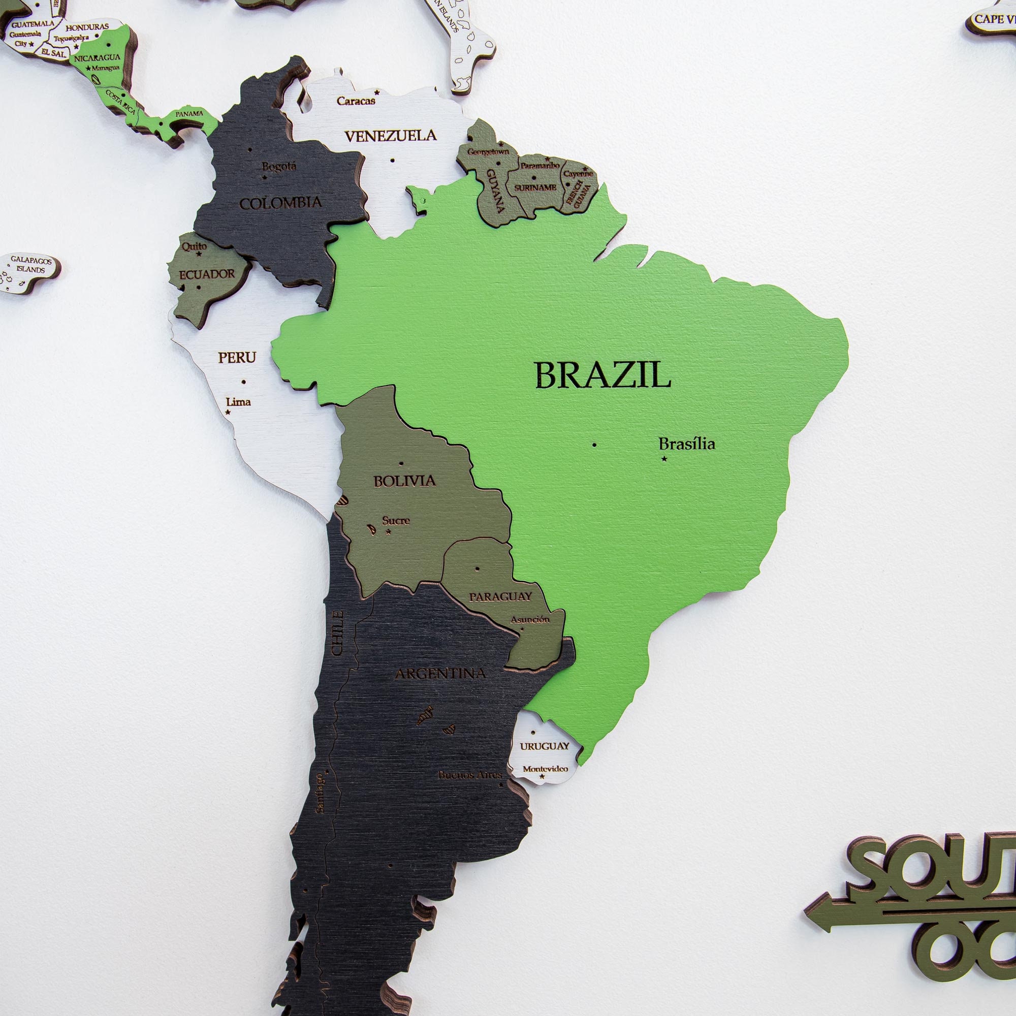 Carte Du Monde Murale En Bois 2D - Décor Mural Grand Format Voyage - Livraison Royaume-Uni Uniquement