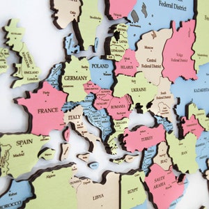Wooden World Map for Kids, Birthday Gift for Daughter, Travel Map, Educational for Сhildren, Push Pin Wooden Wall Map, Nursery Decor