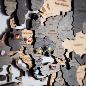 Wood World Map Wall Art, Travel Wall Art, Housewarming Gift for Family, Weltkarte Holz, Easter Gift, Christmas Gift, Modern Home Decor