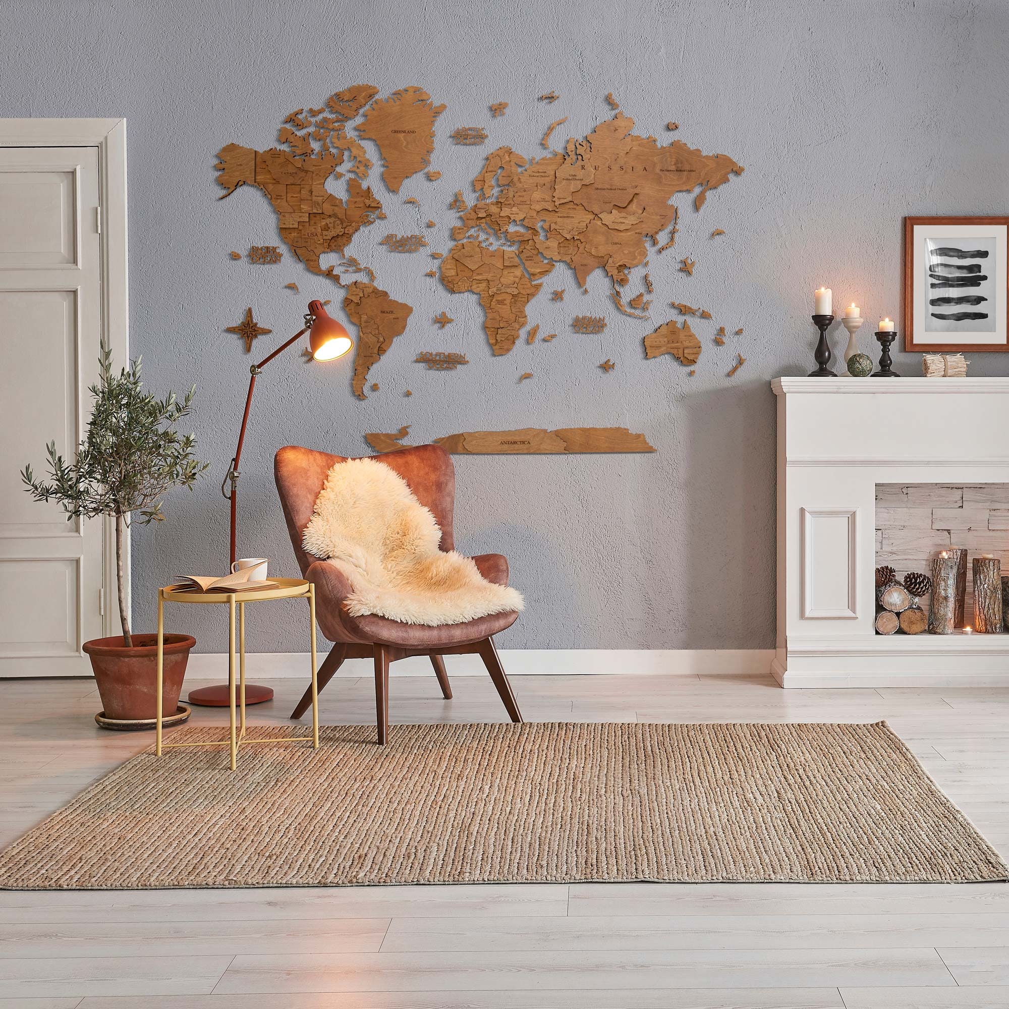 Handcrafted 3D Wooden World Map Wall Art - Unique Gift for