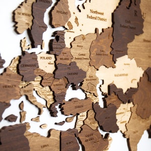 3D Wooden World Map, Gift for the Home, Home Wall Decor, Birthday Present , Office Decor, Brown Wooden Map, Wedding Gift,  handcrafted
