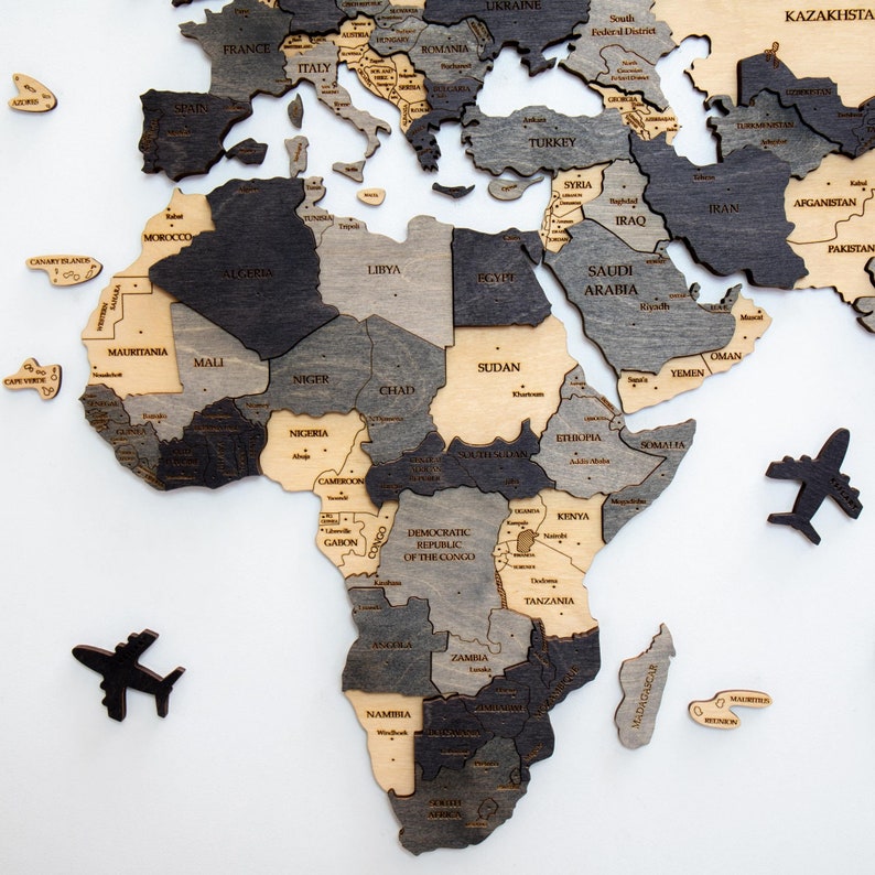 Wood World Map Wall Art Travel Wall Art Housewarming Gift Etsy