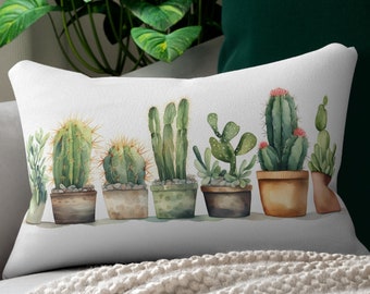 Adorable Cactus and Succulent Lumbar Pillow Throw Pillow for