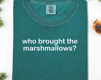 Marshmallow Camping Graphic Tee, s'more lover t-shirt, fall campfire retro Comfort Colors hiking attire, outdoorsy top, simple text shirt