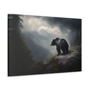 Epic Black Bear Storm Canvas Gallery Wrap Print | Mountain Landscape Canvas Wall Art | Outdoorsy Nature Scenes | The Storm series