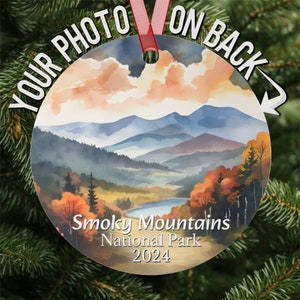 Custom Smoky Mountains National Park ornament, Christmas ornaments personalized photo, Lightweight, durable, chip & scratch resistant