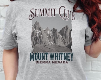 Mount Whitney California Summit Club T-Shirt, celebrate your climb in the Sierra Nevada, peak bagging gift for climbers and hikers