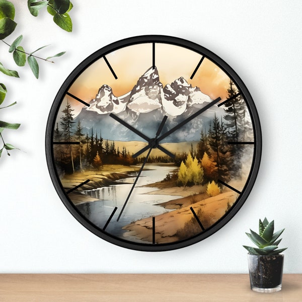 Grand Teton National Park Clock. Wooden wall clock, silent wall clock, clock for family room, kitchen, or sunroom