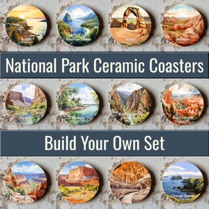 Ceramic National Park coasters, build your own set, 63 parks available, gift for hikers, Acadia, Grand Teton, Yosemite, Yellowstone, Zion