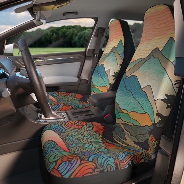 Japanese Boho Mountain Swirl Car Seat Covers | Protect your interior with this car accessory