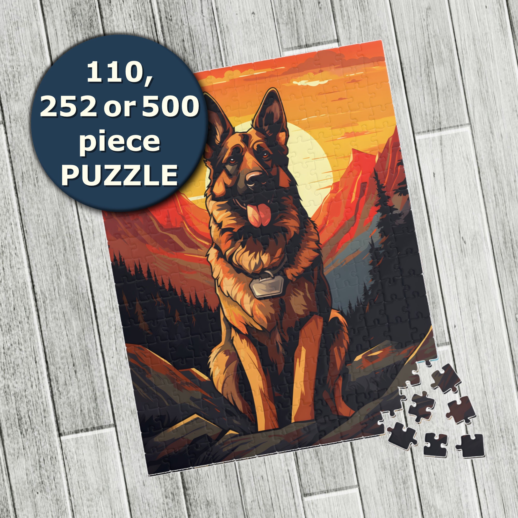 Jigsaw Puzzle of Dog German Shepherd three puppies