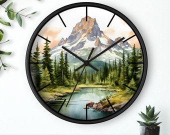 Glacier National Park Clock. Wooden wall clock, silent wall clock, clock for family room, kitchen, or sunroom