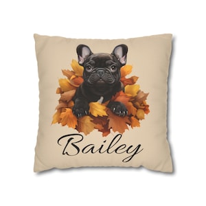 PERSONALIZED French Bulldog Throw Pillow Cover | Add your Frenchie's name or other text below this adorable dog