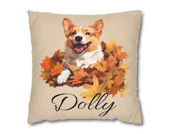 PERSONALIZED Pembroke Welsh Corgi Throw Pillow Cover | Add your Corgi's name or other text below this adorable dog