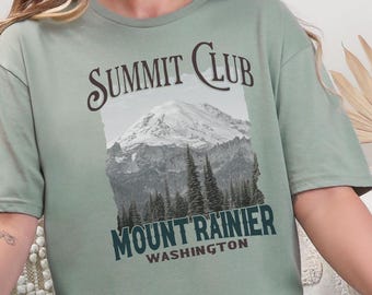 Mount Rainier Washington Summit Club T-Shirt, celebrate your climb in the Cascade Range, peak bagging gift for climbers and hikers