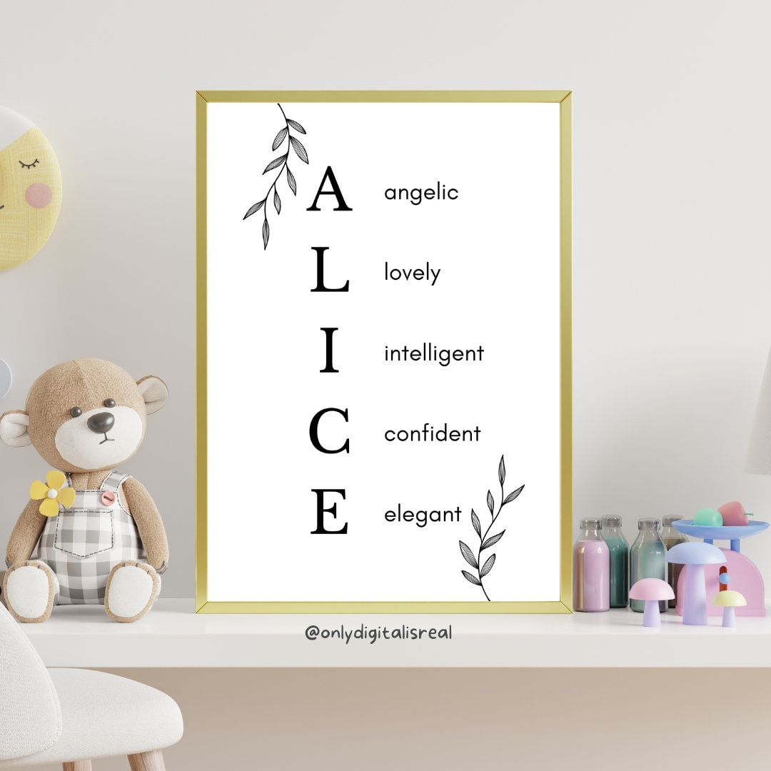 Alice Name Print | Personalised Name Printable | Printable Wall Art ...