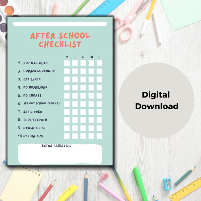 Kids Daily Checklist, Morning Checklist, Star Chart, Chore Chart ...