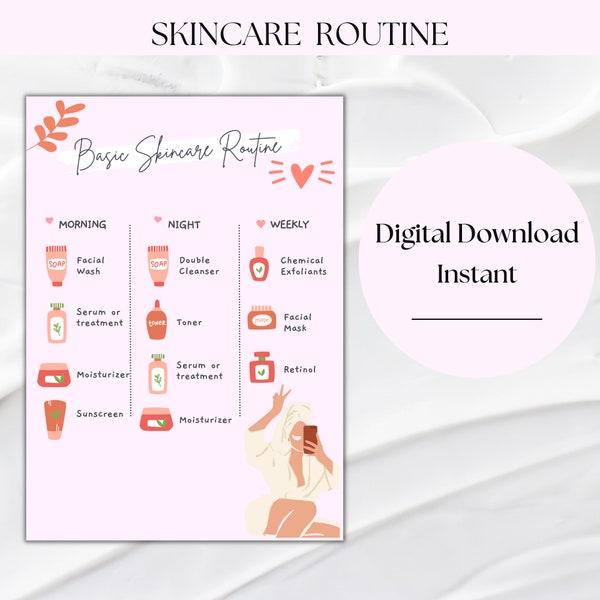 Printable Skincare Routine | Skincare for Tween | Teen skincare routine | Basic Skincare Routine | Printable | Instant Download